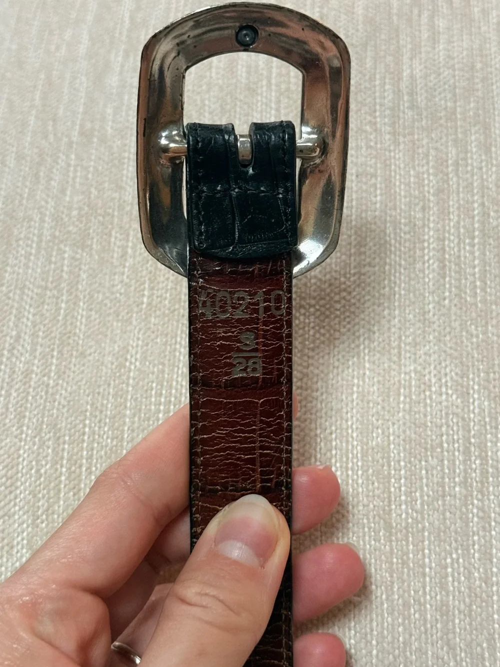 Brighton Reversible Croc Embossed Leather Black & Brown Belt